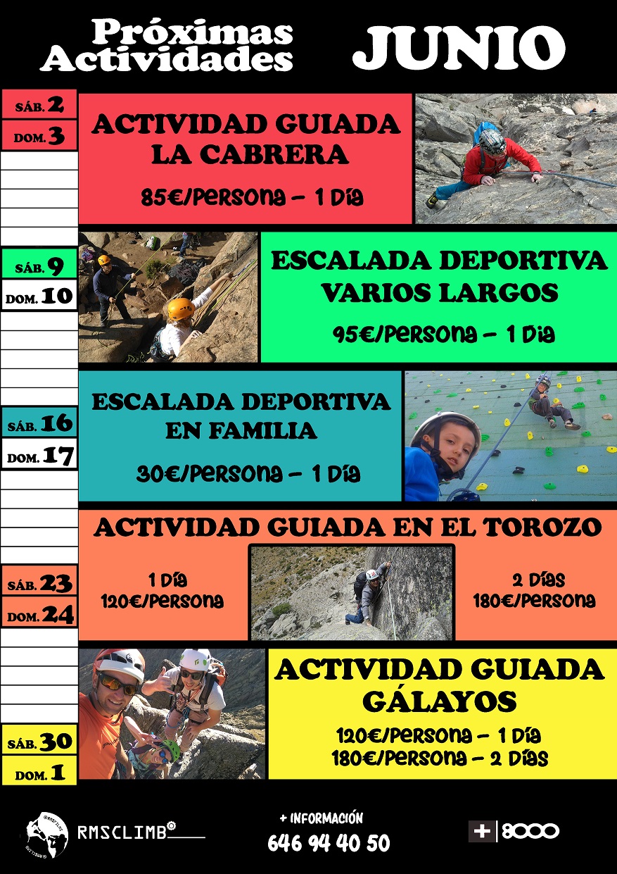 Calendario de actividades de escalada de abril de RMSclim Calendario de actividades de escalada de junio de RMSclim